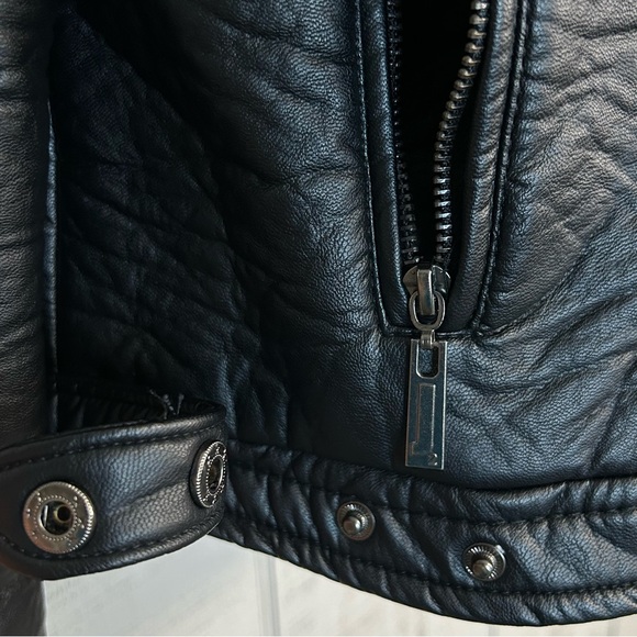 J2 Jou Jou Women Leather Moto Biker Jacket Sz XL Zip Cropped Vegan Black Grunge - Picture 6 of 13